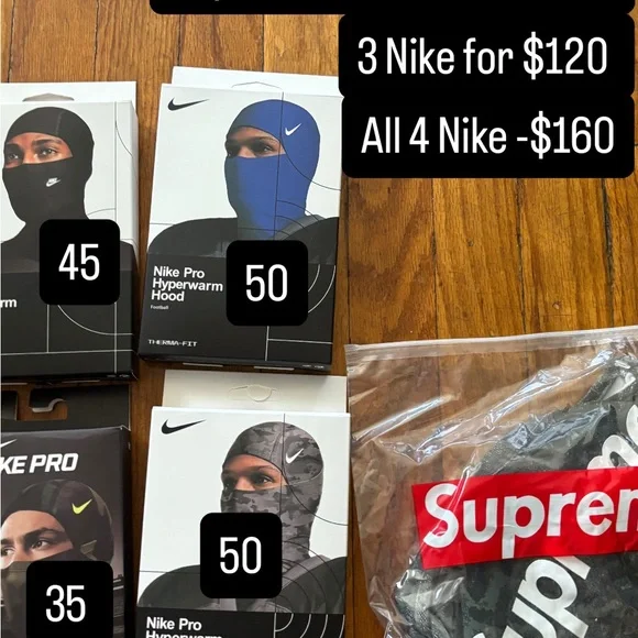 Nike Pro Hyperwarm Hood in Black, Blue, and Gray - Picture 1 of 3